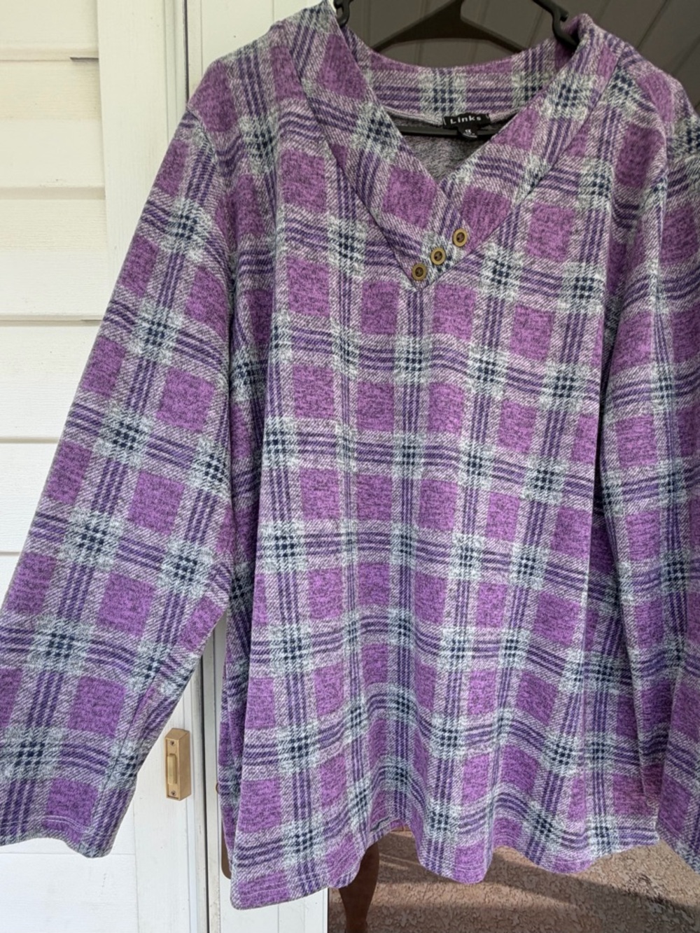 Purple Plaid V-Neck Sweater